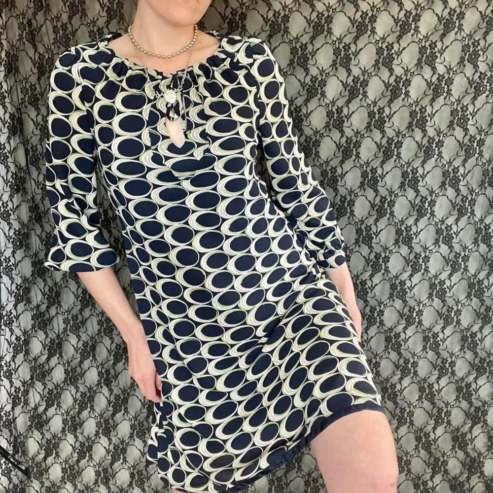 retro mod print shift dress anthropologie moulinette soeurs sz 2